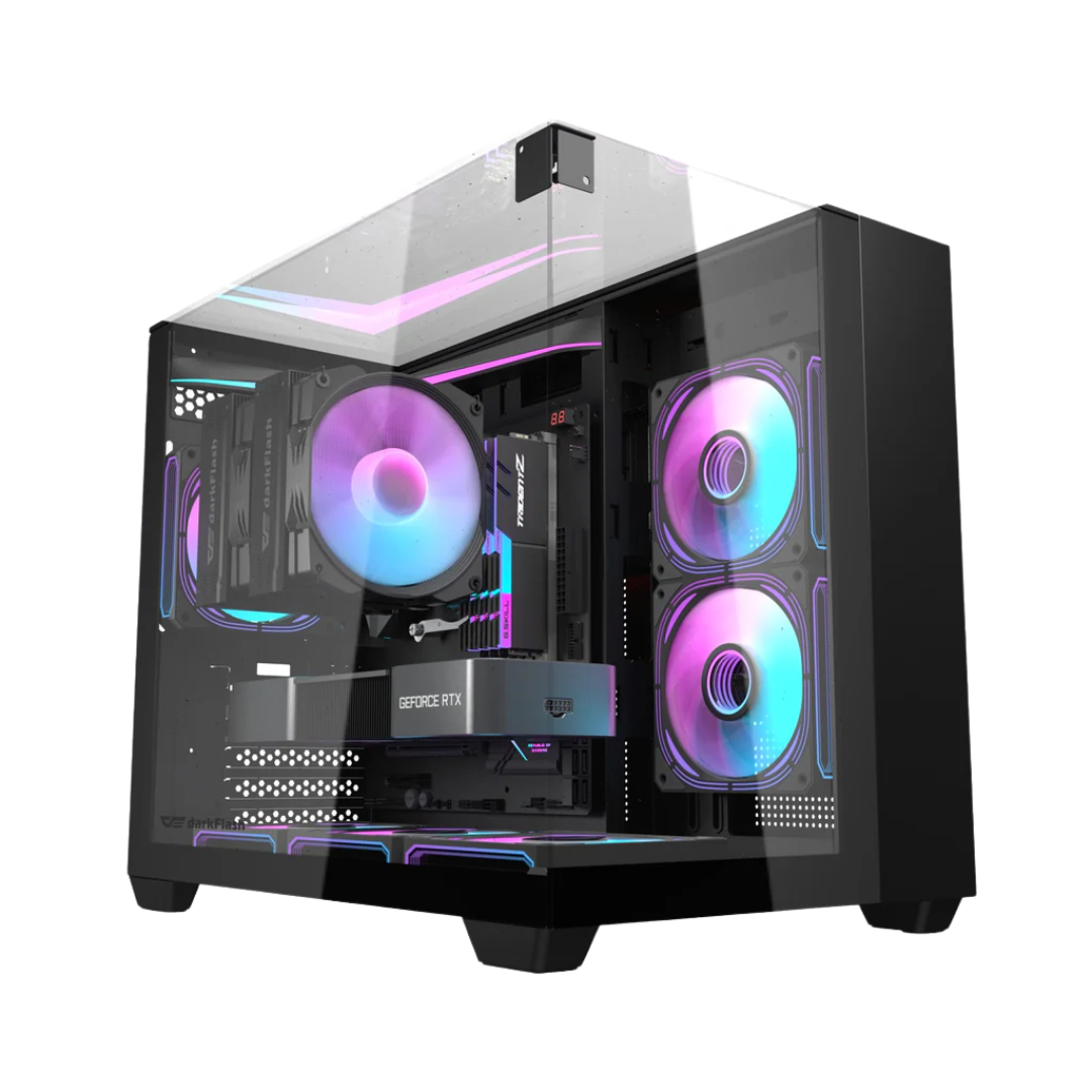 DarkFlash TH285M M-ATX Dual Chamber Case (Black)