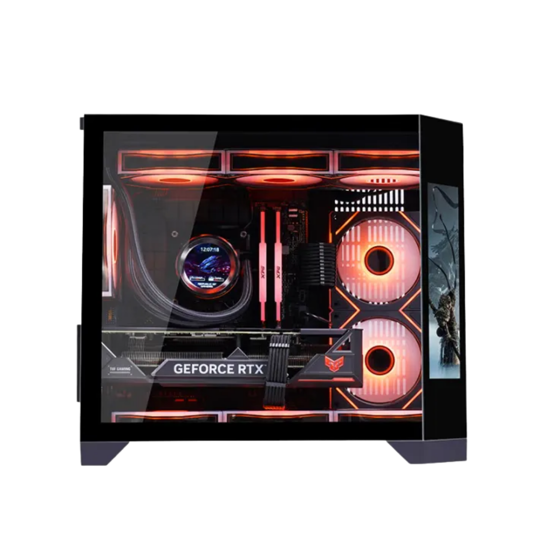 WJCoolman Dreamer Dual Chamber MATX PC Case w/ LCD Screen Display (Black) - Image 2